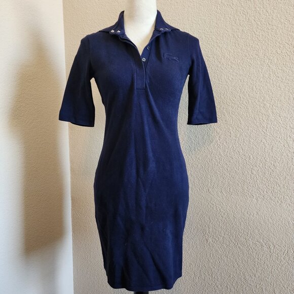 Lacoste ¾ Sleeve Polo Dress - Navy - Size 34 - Picture 1 of 5